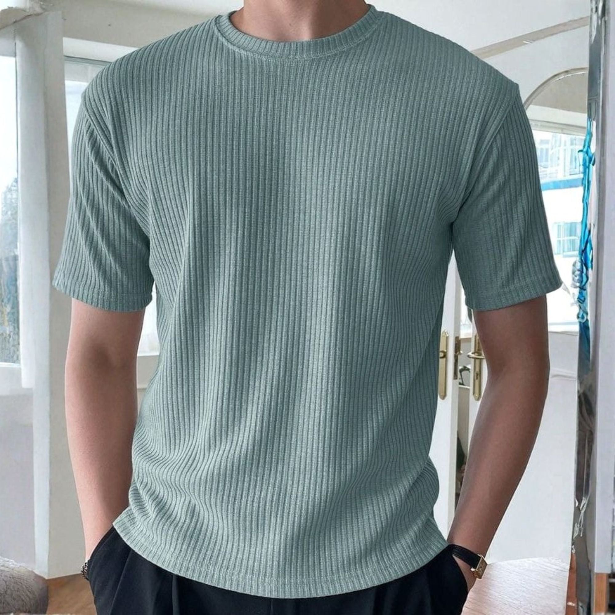 Rib T-Shirt Deep Cadet Blue