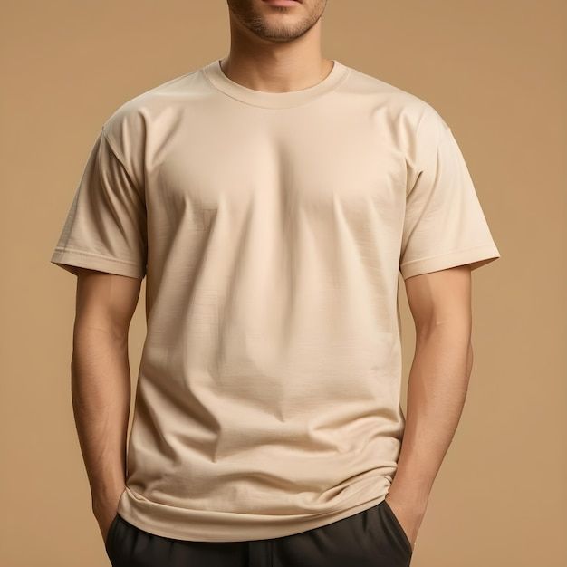 Half Sleeve Solid Premium Cotton T-Shirt (Light Biscuit)