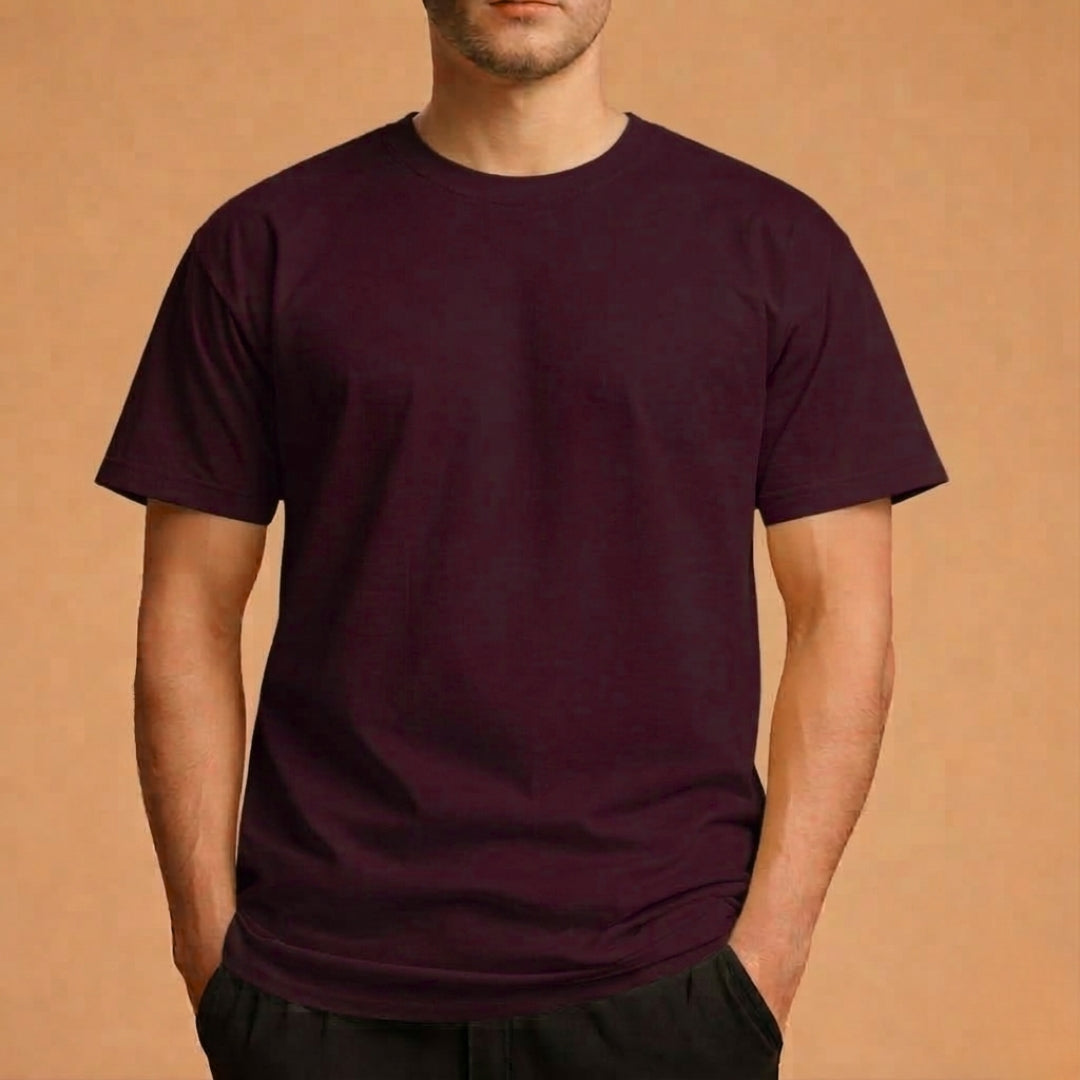 Half Sleeve Solid Premium Cotton T-Shirt (Dark Coffee)