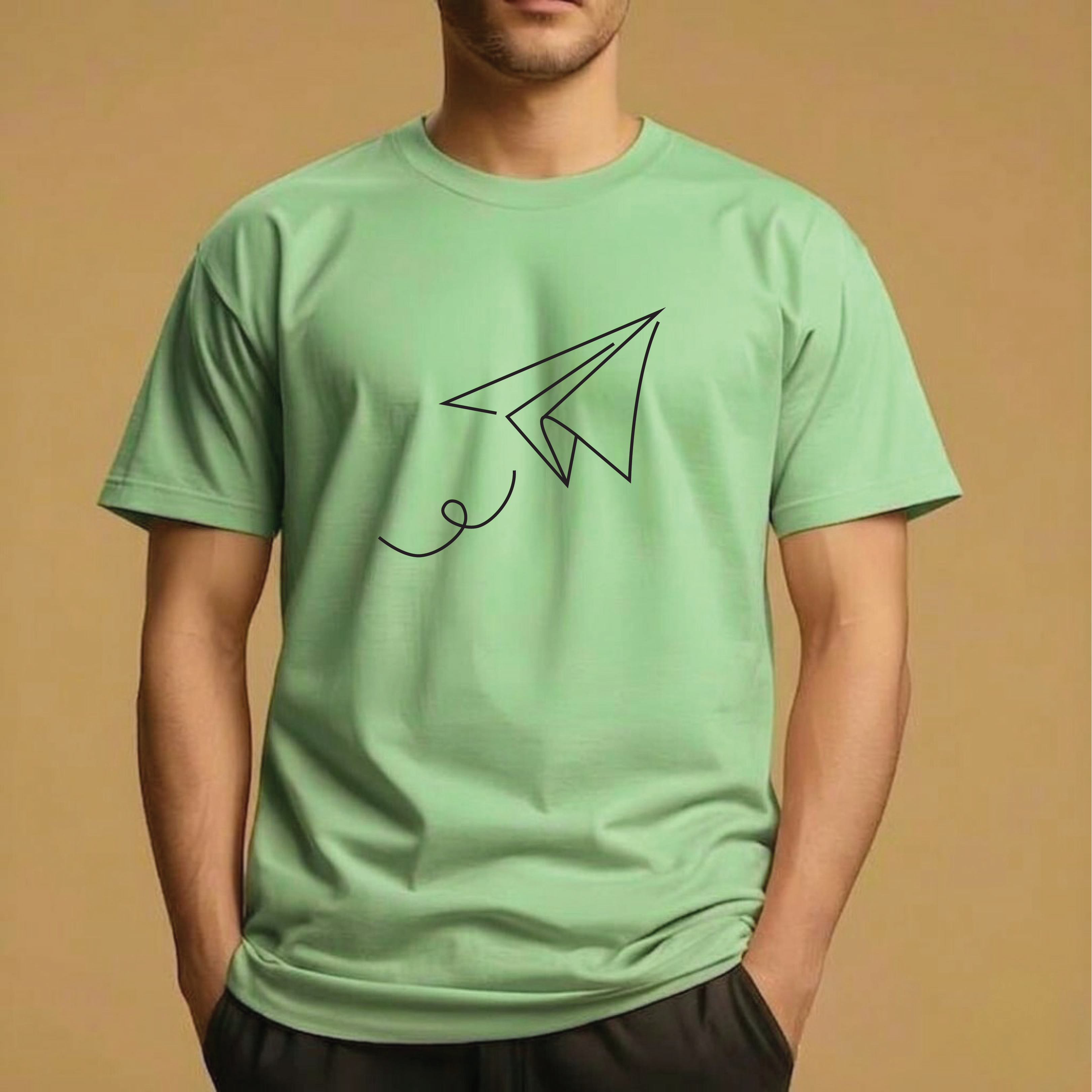 Half Sleeve t-shirt print Paper Plane