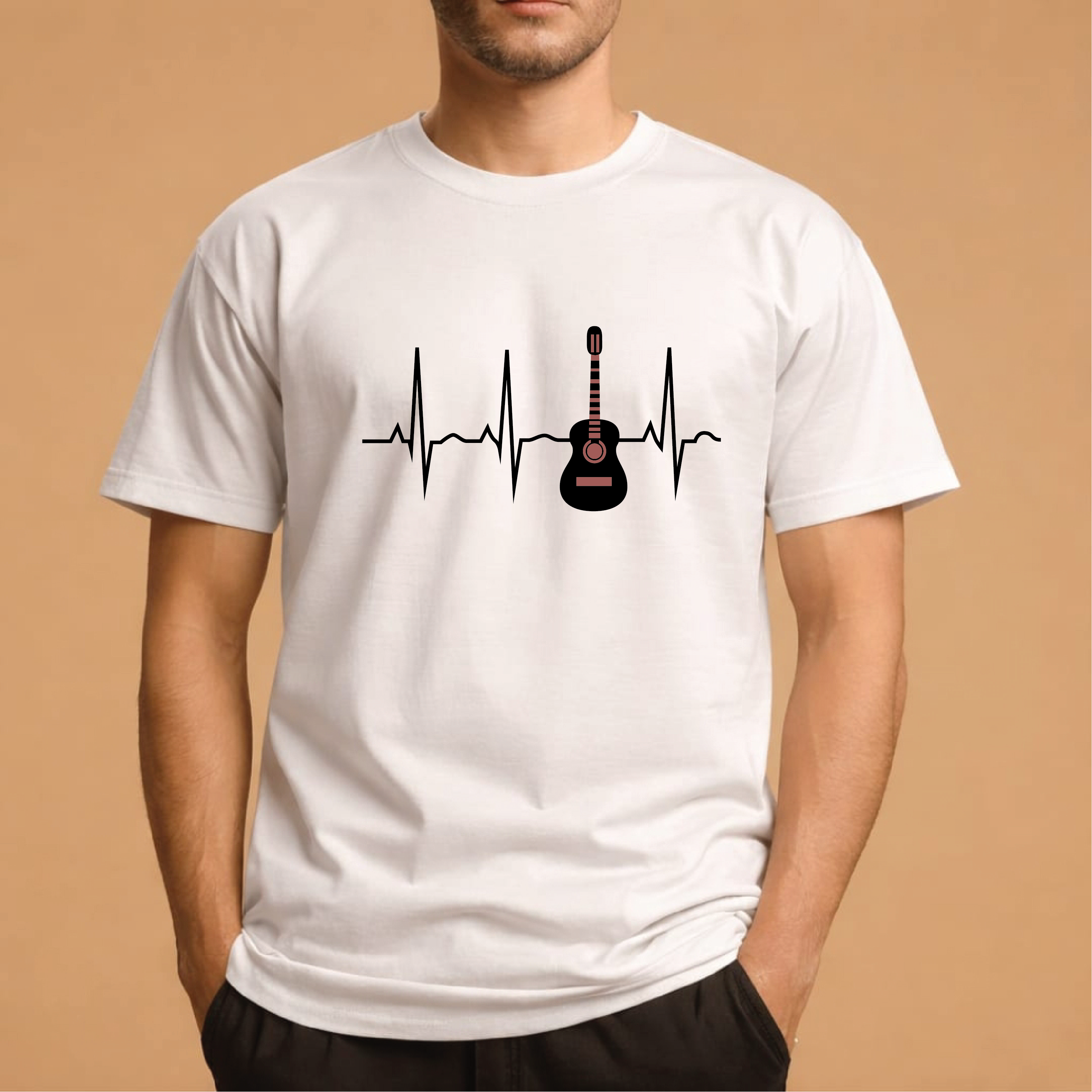 Half Sleeve t-shirt print Guiter