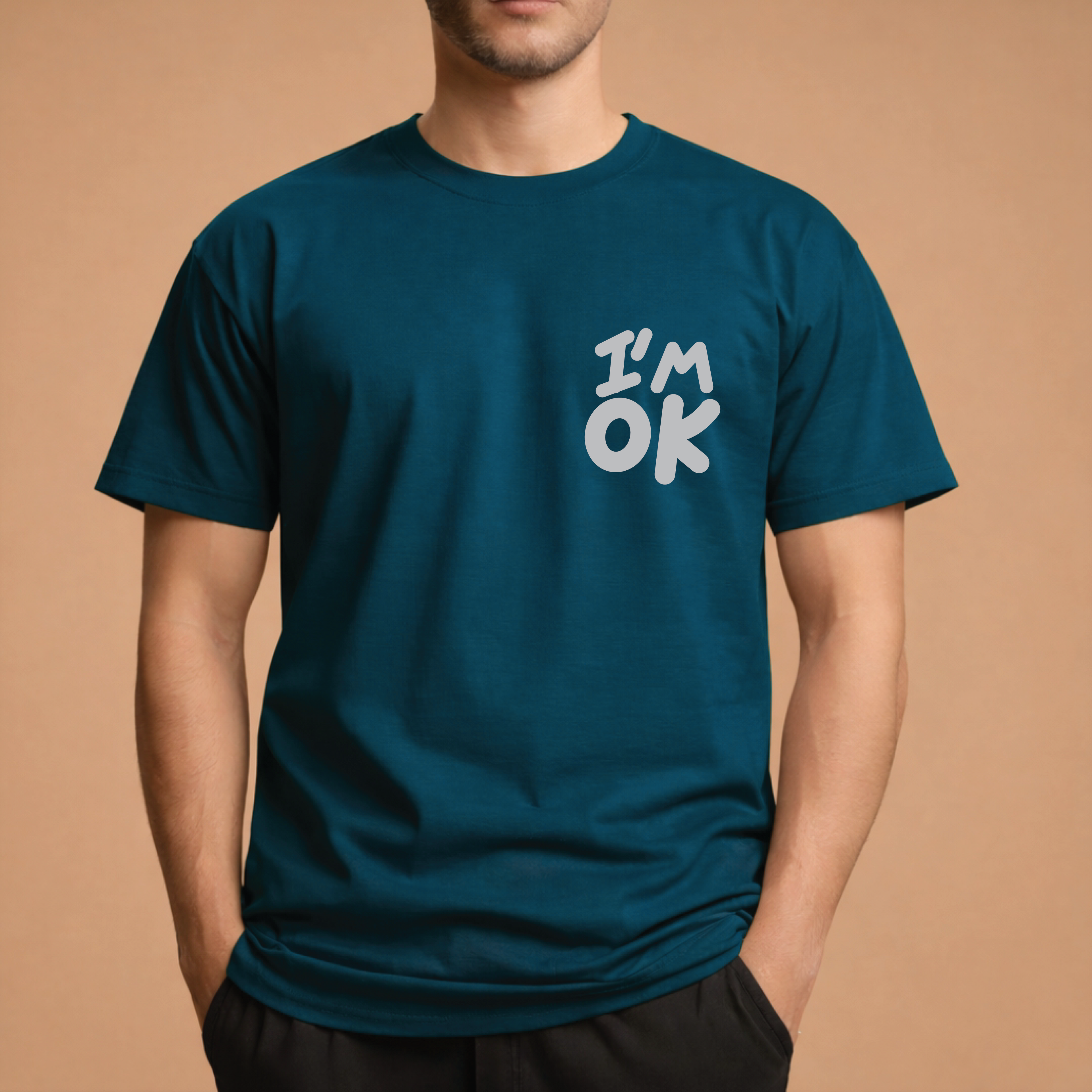 Half Sleeve t-shirt print I'M OK
