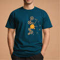 Half Sleeve t-shirt print Orange Clock