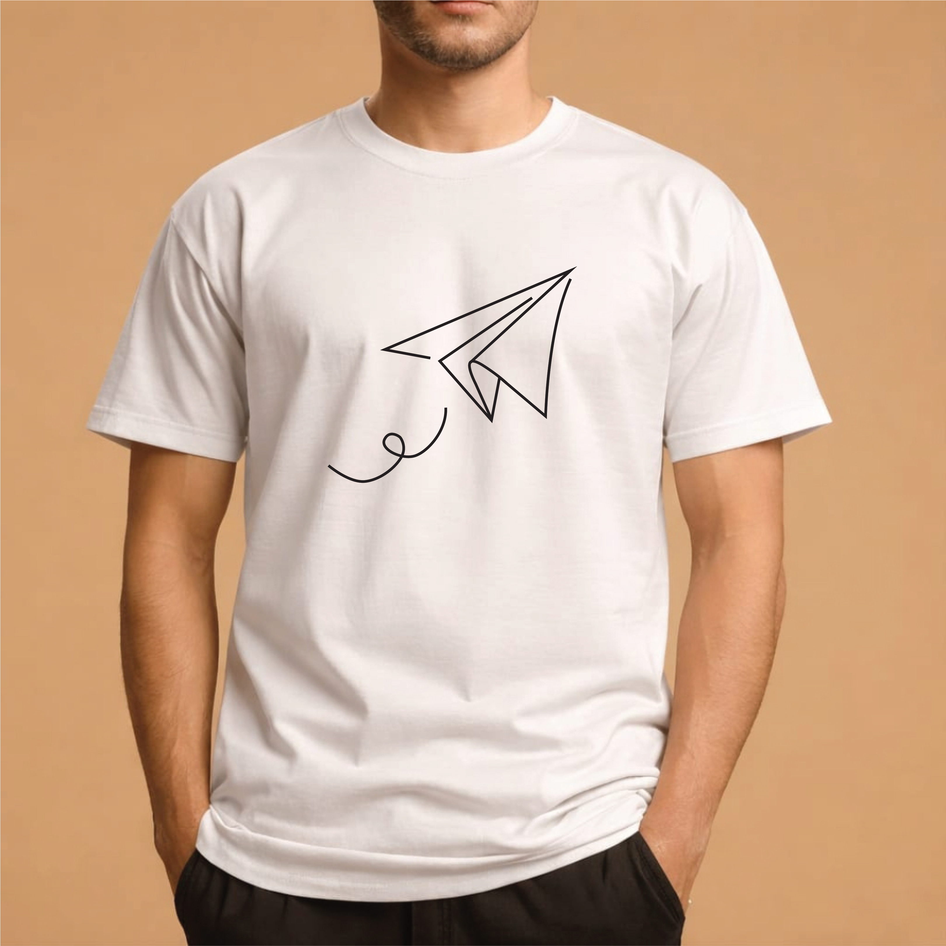 Half Sleeve t-shirt print Paper Plane