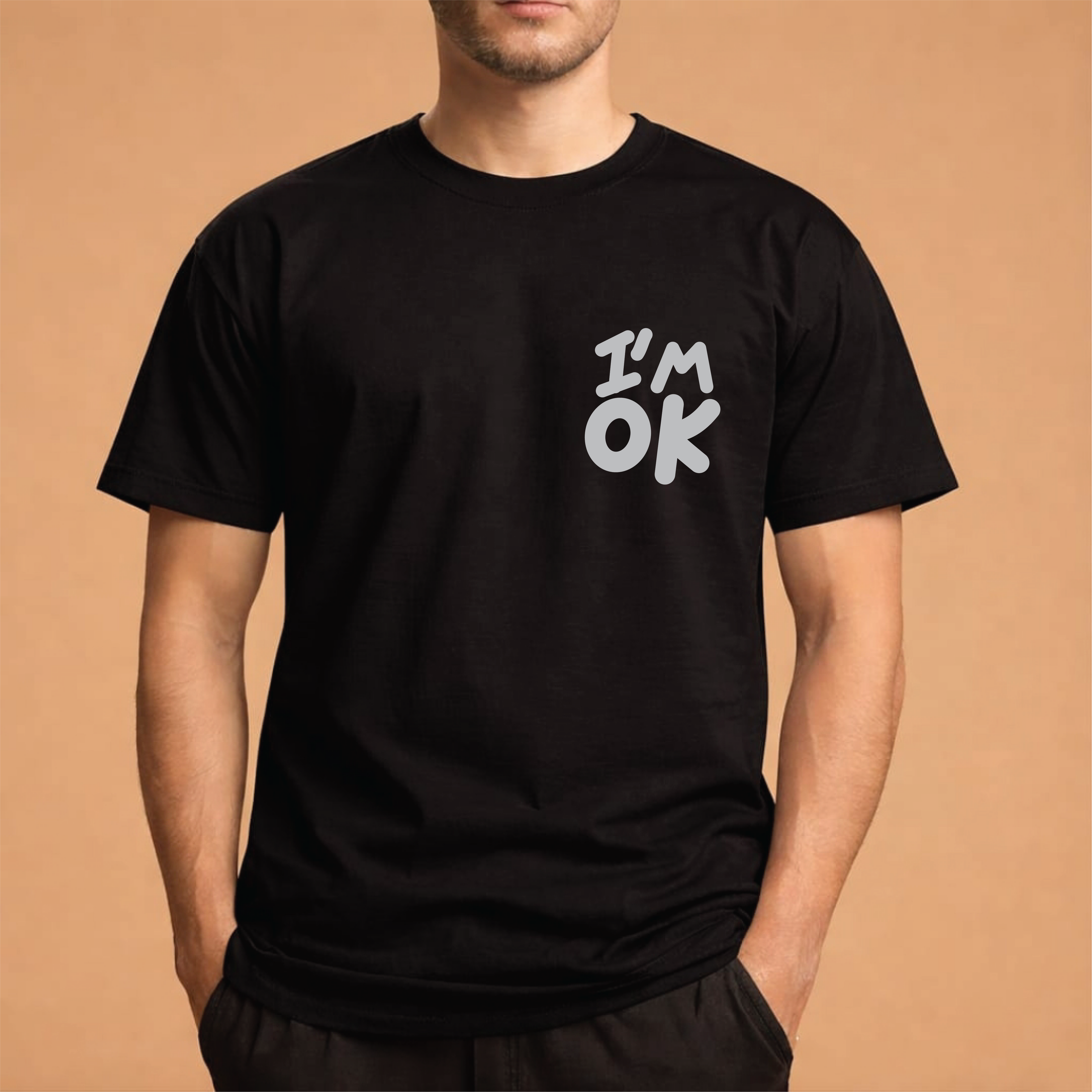 Half Sleeve t-shirt print I'M OK