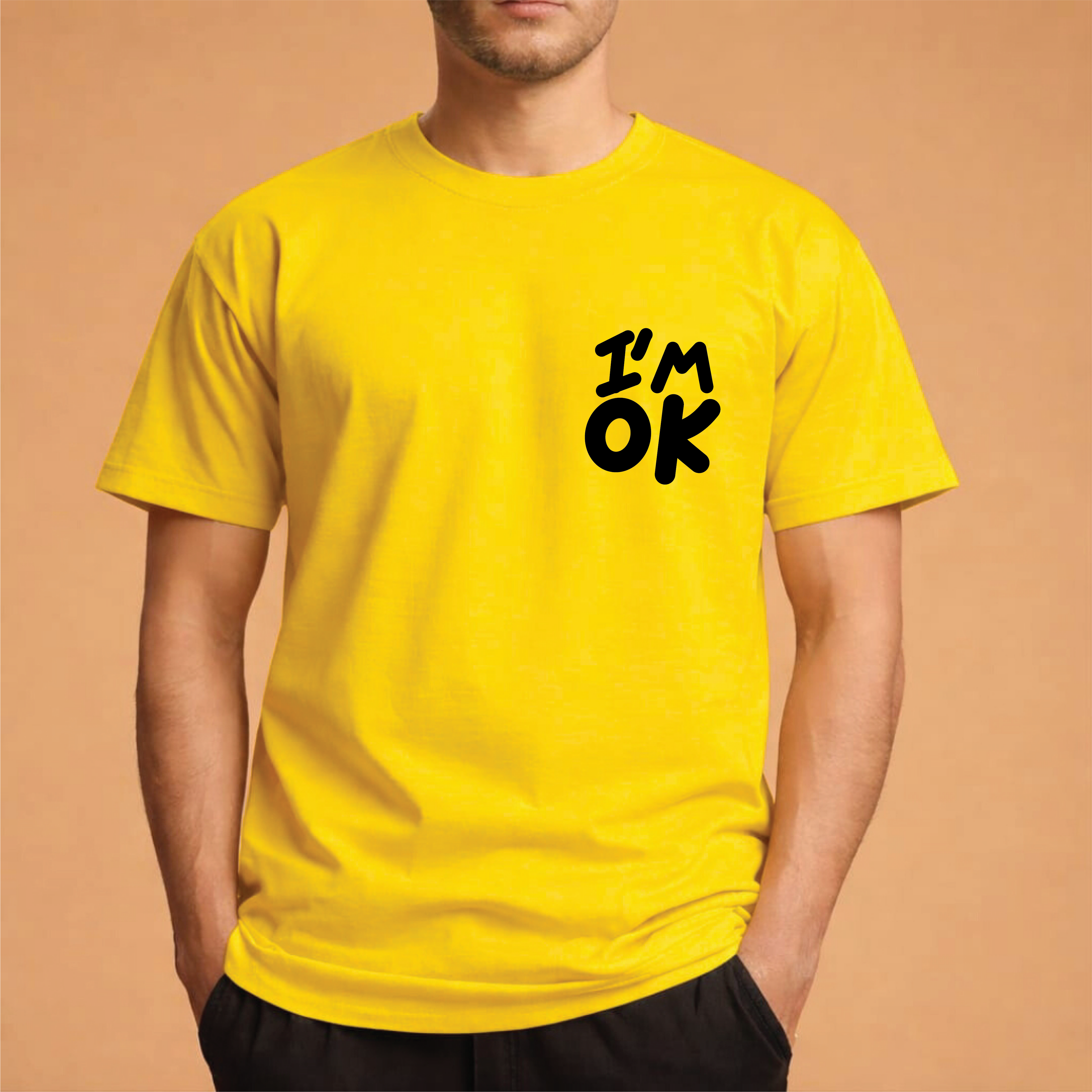 Half Sleeve t-shirt print I'M OK