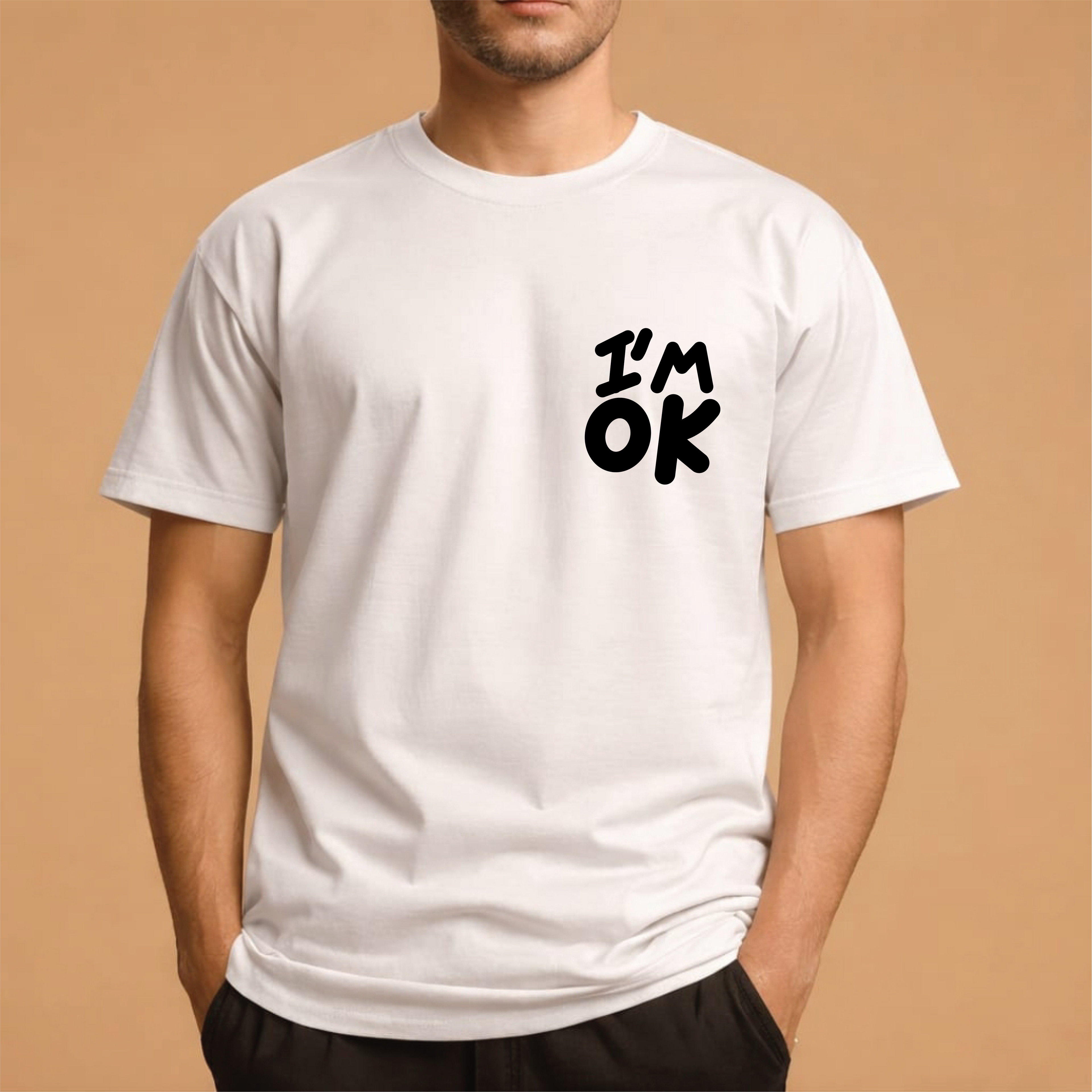 Half Sleeve t-shirt print I'M OK