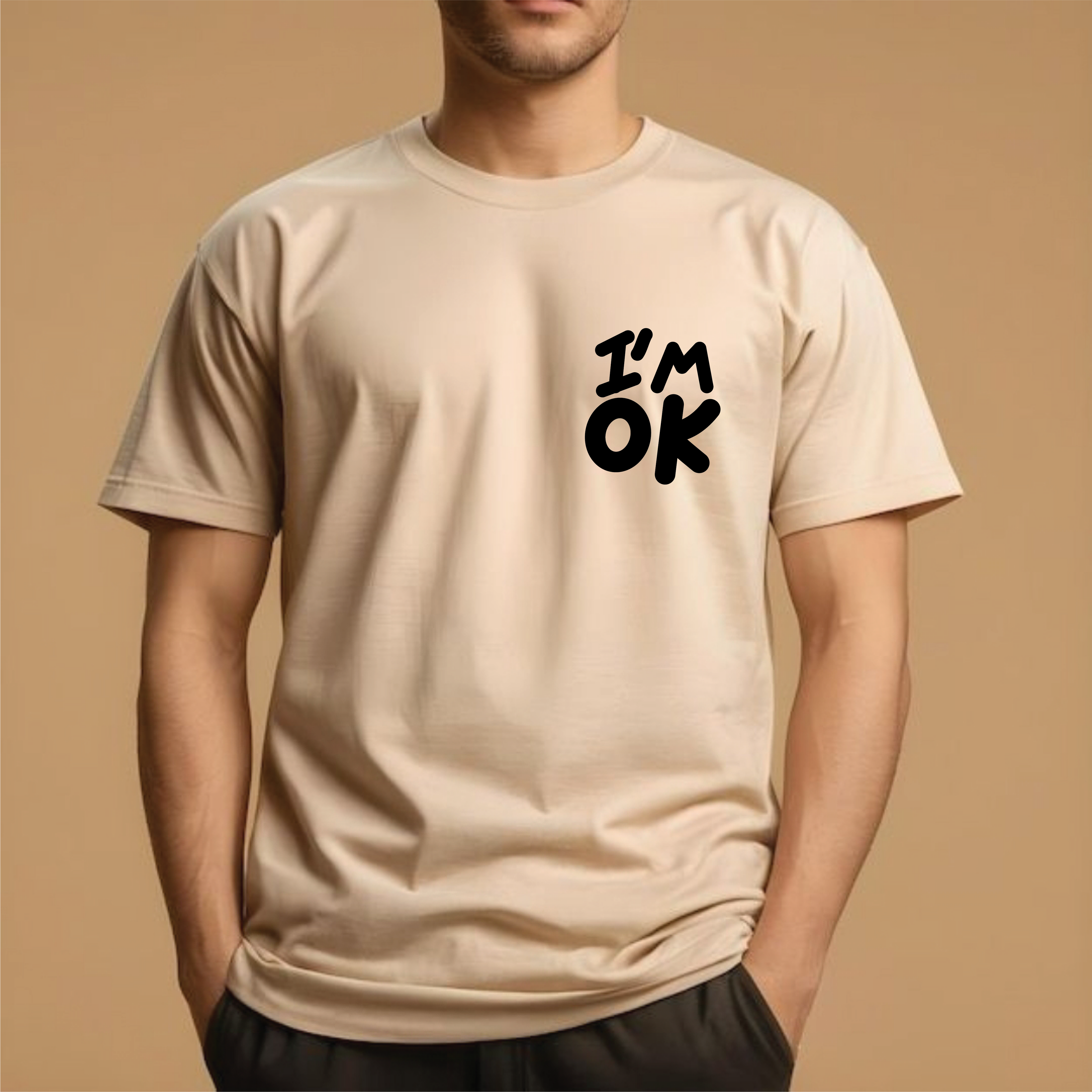 Half Sleeve t-shirt print I'M OK
