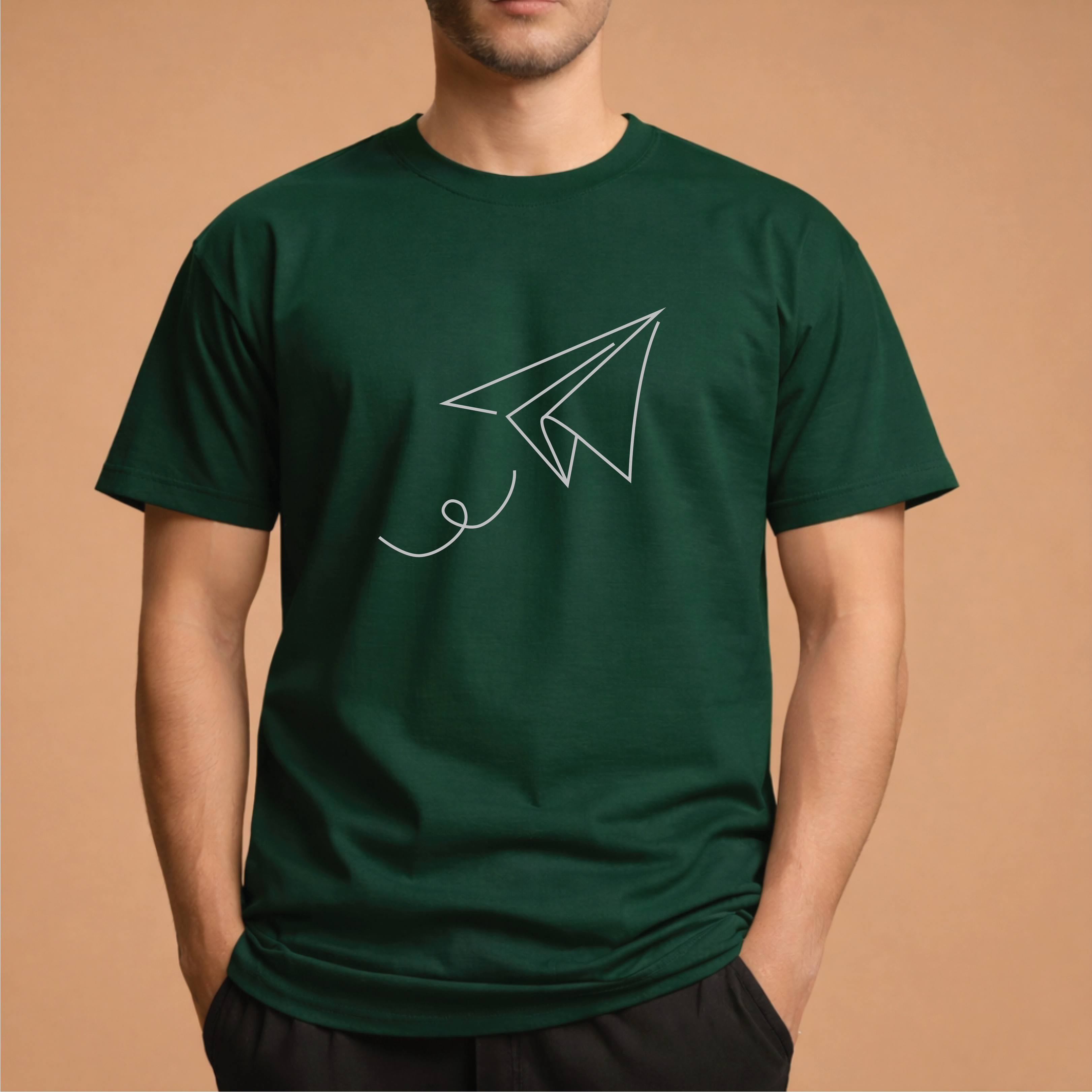 Half Sleeve t-shirt print Paper Plane
