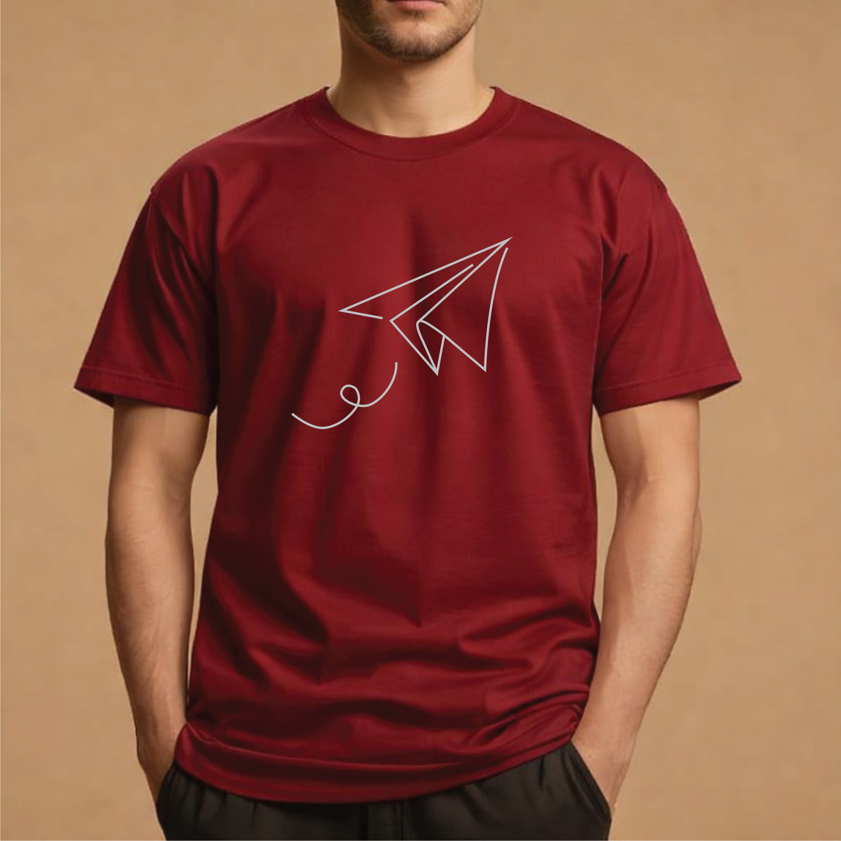 Half Sleeve t-shirt print Paper Plane