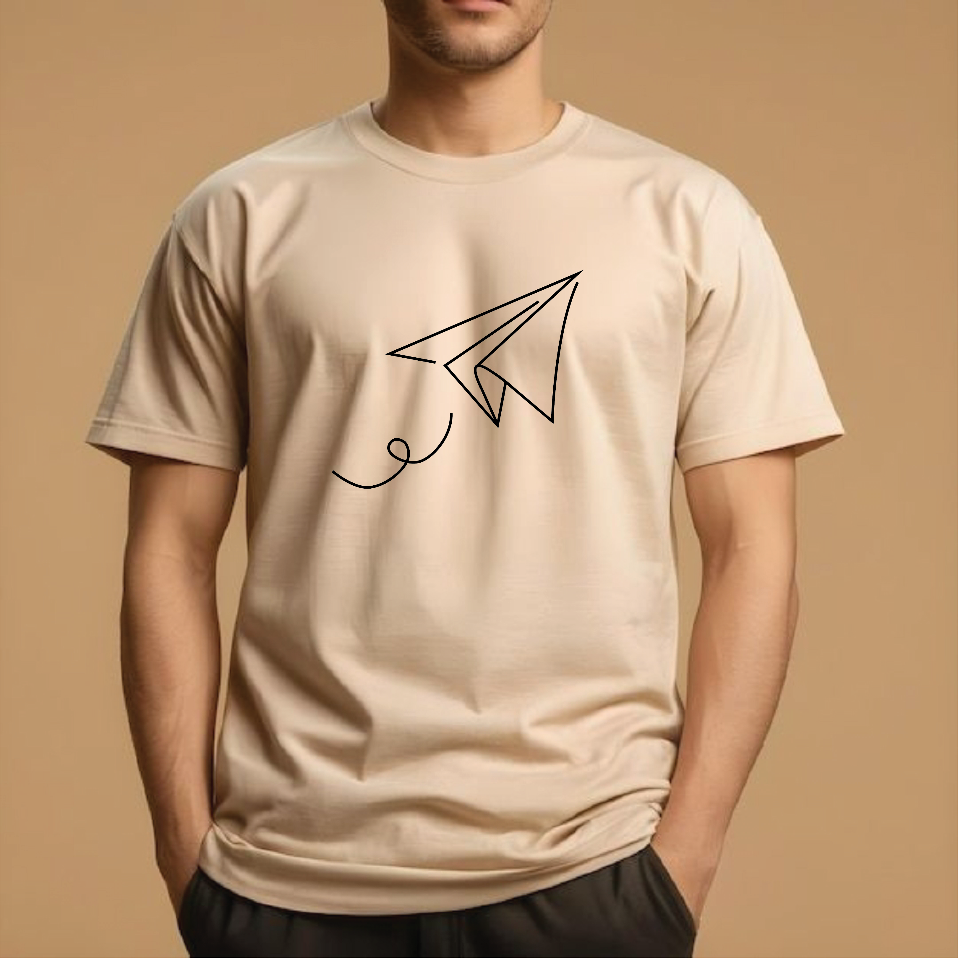 Half Sleeve t-shirt print Paper Plane