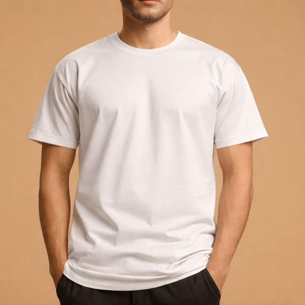 Half Sleeve Solid Premium Cotton T-Shirt ( White)