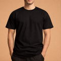 Half Sleeve Solid Premium Cotton T-Shirt (Black)