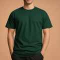 Half Sleeve Solid Premium Cotton T-Shirt ( Bottol Green)