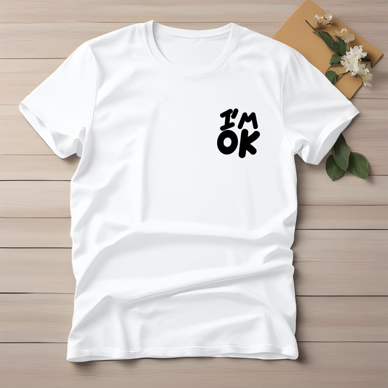 Half Sleeve t-shirt print I'M OK