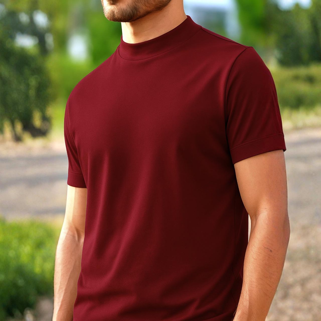 High Neck Maroon Solid Premium