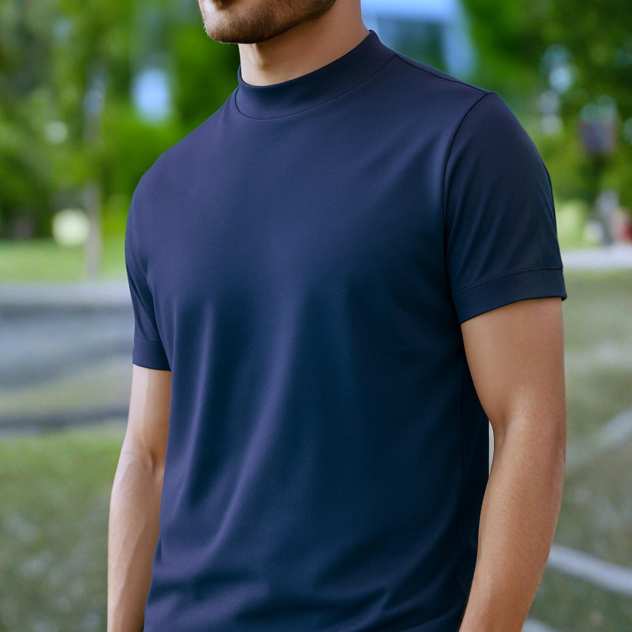 High Neck Neavy Blue Solid Premium